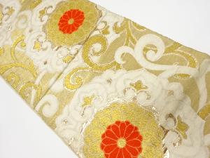 アンティーク　菊に唐花・唐草模様織出し袋帯（材料）